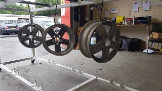 Alloy wheel before powder coating